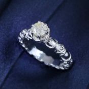 14 K / 585 White Gold Certified Solitaire Diamond Ring