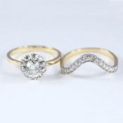 14 K Yellow & White Gold Set of 2 Diamond Rings
