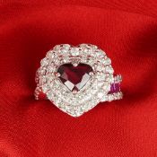 14 K/585 White Gold Royal Red Ruby (LOTUS Certified) & Diamond Ring