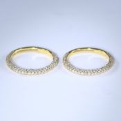 14 K / 585 Set of 2 Yellow Gold Diamond Band Rings