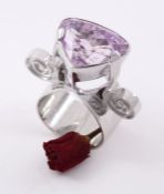 14 K White Gold Kunzite (IGI Certified) Designer Ring