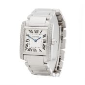 2000 Cartier Tank Francaise Diamond 18k White Gold - WE1009S3 or 2404MG