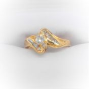 10Ct Yellow Gold Diamond Set Crossover Ring