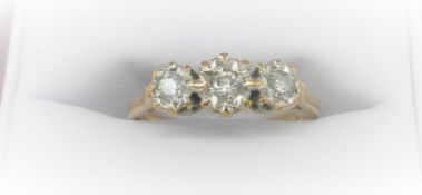 3 Stone Diamond Illusion Ring