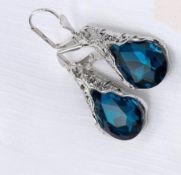 Silver Blue Sapphire Earrings