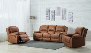 Brand new boxed 3 seater plus 2 seater texas reclining sofas in tan