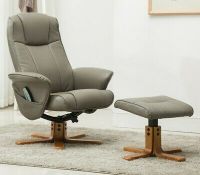 Brand new boxed Gfa monaco swivel reclining chair with heat and massage in grey leather