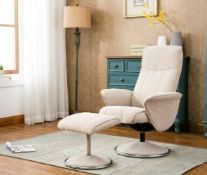 Brand new boxed GFA cannes reclining swivel chair and footstool wiuth heat and massge in white pu