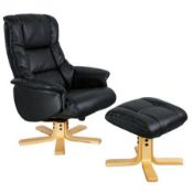 Brand new boxed gfa monaco swivel reclining chair and stool with heat and massage in black