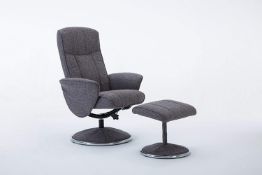Brand new boxed cannes GFA swivel reclining chair and footstool with heat and massage in lisbon grey