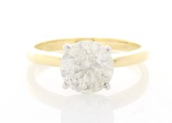 18k Yellow Gold Single Stone Prong Set Diamond Ring 2.21 Carats
