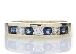 9k Yellow Gold Channel Set Semi Eternity Diamond Ring 0.25 (Sapphire) Carats