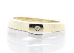 9k Yellow Gold Single Stone Rub Over Set Diamond Ring 0.01 Carats