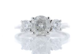 18k White Gold Three Stone Claw Set Diamond Ring 1.60 Carats