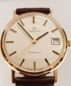 9ct Gold Omega Geneve Manual Wind With Box Serviced