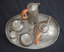 Liberty & Co Tudric Pewter Tea/Coffee Set On Tray