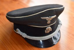 S.S. Style Hat With Skull And Crossed Bones Badge