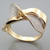 Italian Design Swarowski CZ Ring. In 14K Yellow and White Gold