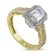 Swarowski CZ Solitaire Ring. In 14K Yellow and White Gold