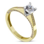 Swarowski CZ Solitaire Ring. In 14K Yellow and White Gold