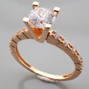 Swarowski CZ Solitaire Ring. In 14K Rose/Pink Gold