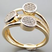 Italian Design Swarowski CZ Ring. In 14K Yellow and White Gold