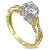 Swarowski CZ Solitaire Ring. In 14K Yellow and White Gold