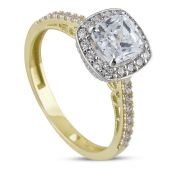 Swarowski CZ Solitaire Ring. In 14K Yellow and White Gold