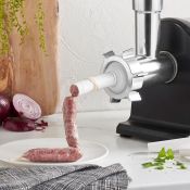 (NN114) Stainless Steel Meat Grinder This stainless steel grinder with a 600W electric motor l...