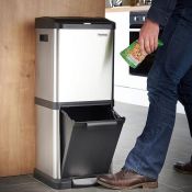 (NN83) 34L Stainless Steel Recycle Bin An efficient, space-saving recycling solution. Suitable...