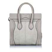 Celine Medium Python Luggage Tote Handbag