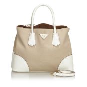 Prada Canvas Double Cuir Satchel Handbag