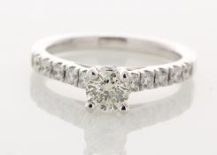18ct White Gold Single Stone Prong Set With Stone Set Shoulders Diamond Ring (0.51) 0.91 Carats