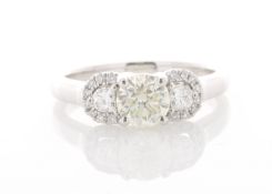 18ct White Gold Three Stone Claw Set Diamond Ring (0.75) 1.02 Carats