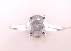 18ct White Gold Single Stone Wire Set Diamond Ring 1.27 Carats