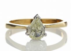 18ct Single Stone NATURAL FANCY LIGHT YELLOW Pear Shape Diamond Ring 0.50 Carats