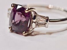 No Reserve Certified Natural 2.64 ct VVS Spinel and Diamonds 18K Gold Ring .