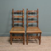 Pair of Fruitwood Antique Ladder Back Chairs