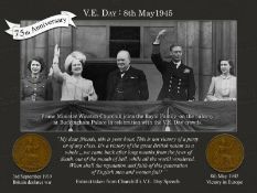 VE Day 75th Winston Churchill & Royal Family Balcony Original Pennies Metal Sign