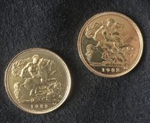 1982 22k Gold Half Sovereigns (2)