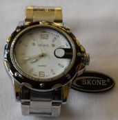 Skone White Dial Silver Strap Men's watch
