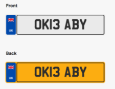 OK13 ABY. Private vehicle registration number plate, ready to transfer to new owner