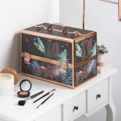 (NN73) Large Jungle Print Makeup Case Beautiful jungle design and soft velvet lining Large 3 ...