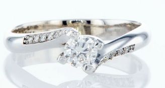14 kt. white gold - ring - 0.30 ct diamond - diamonds