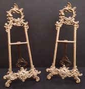 Antique Pair Brass Picture Stands 10 inches Tall