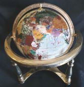Collectable Agate and Brass 12 inch Globe White Base Colour