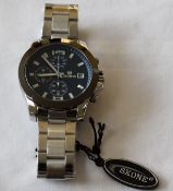 Skone Black Dial metal Strap with Design Men's Watch