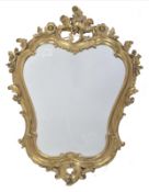 C18th giltwood cartouche mirror