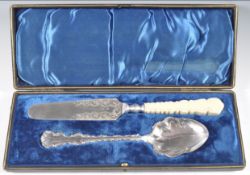 C19th serving set in case