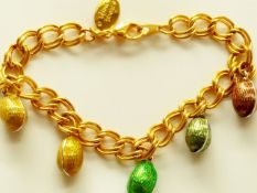 Signed Enamel Egg Bracelet By Tatiana Faberge